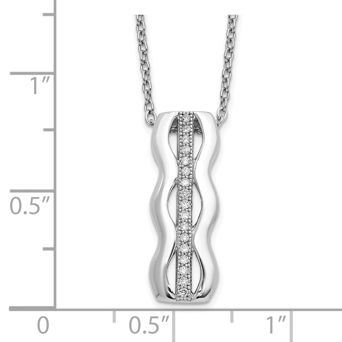 Brilliant Embers Sterling Silver Rhodium-plated 17 Stone 18 inch Micro PavÇ CZ Necklace with 2 Inch Extender