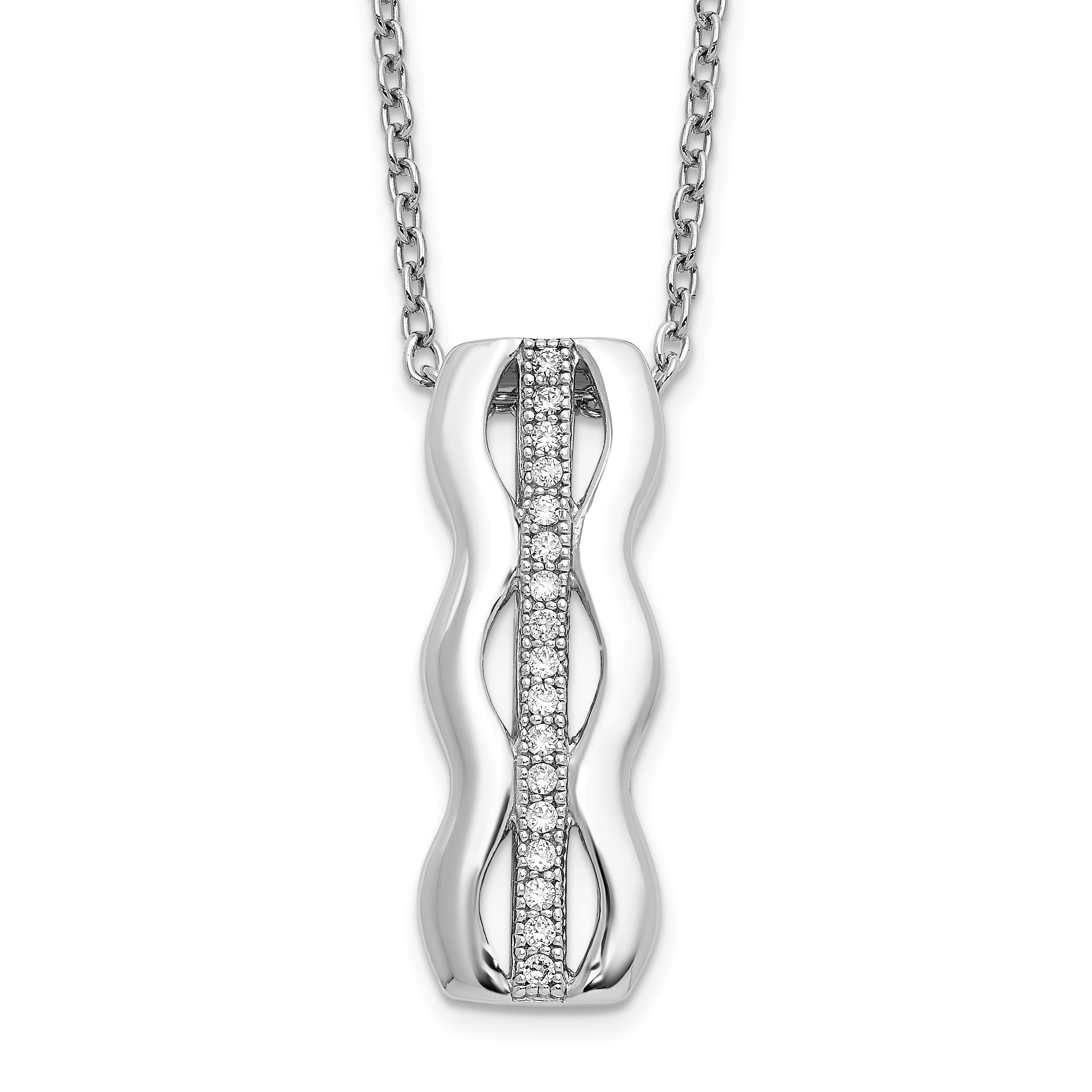 Brilliant Embers Sterling Silver Rhodium-plated 17 Stone 18 inch Micro PavÇ CZ Necklace with 2 Inch Extender