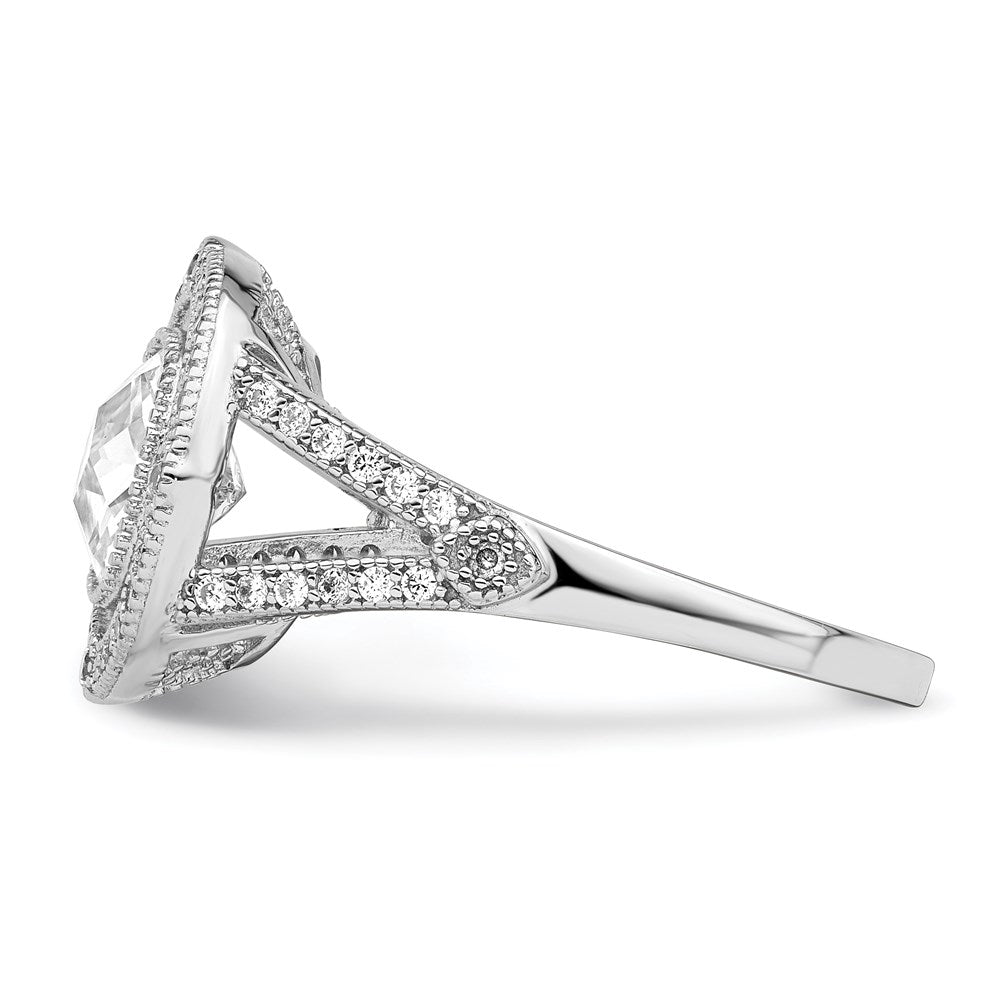 Brilliant Embers Sterling Silver Rhodium-plated 51 Stone Fancy Micro Pav√á CZ Ring