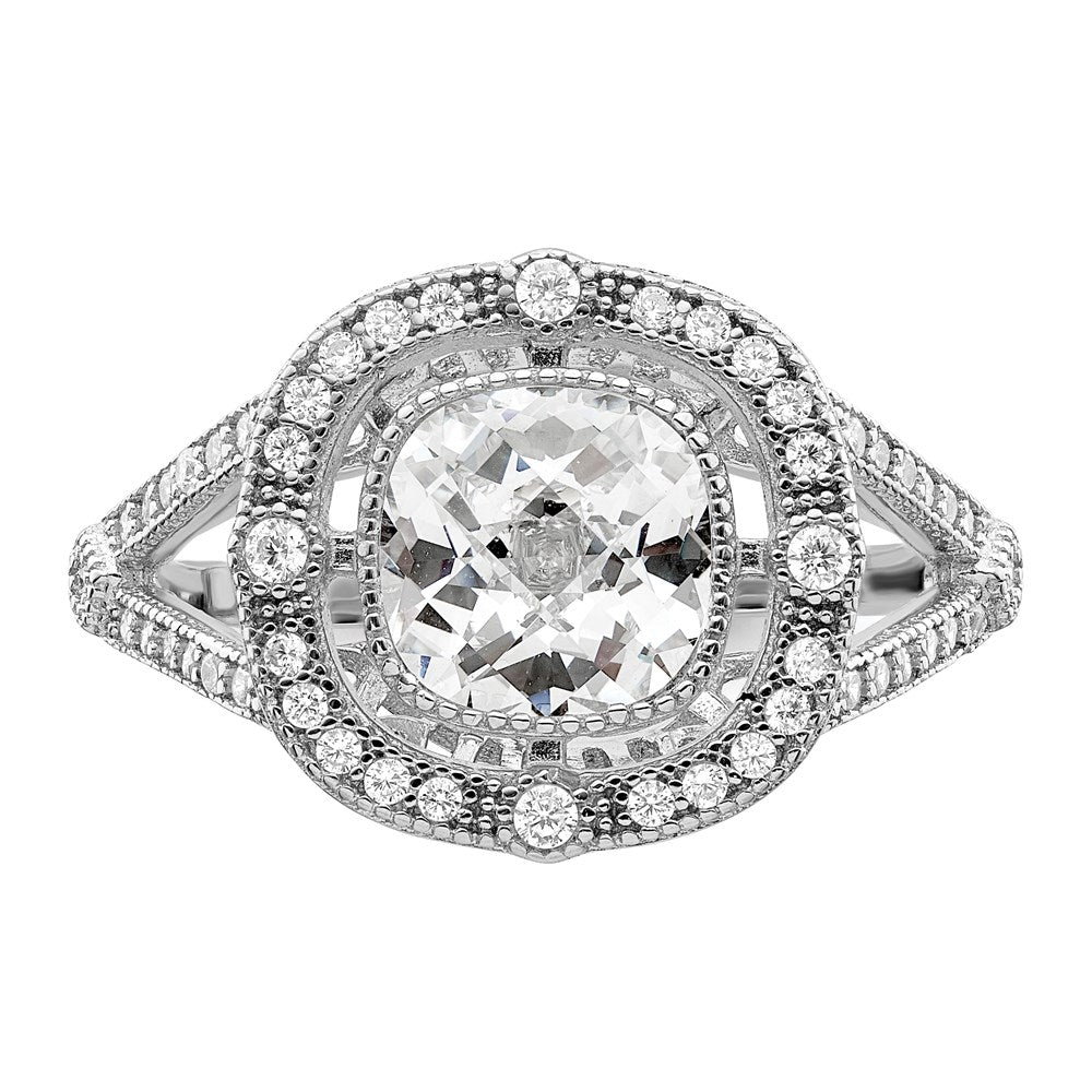 Brilliant Embers Sterling Silver Rhodium-plated 51 Stone Fancy Micro Pav√á CZ Ring