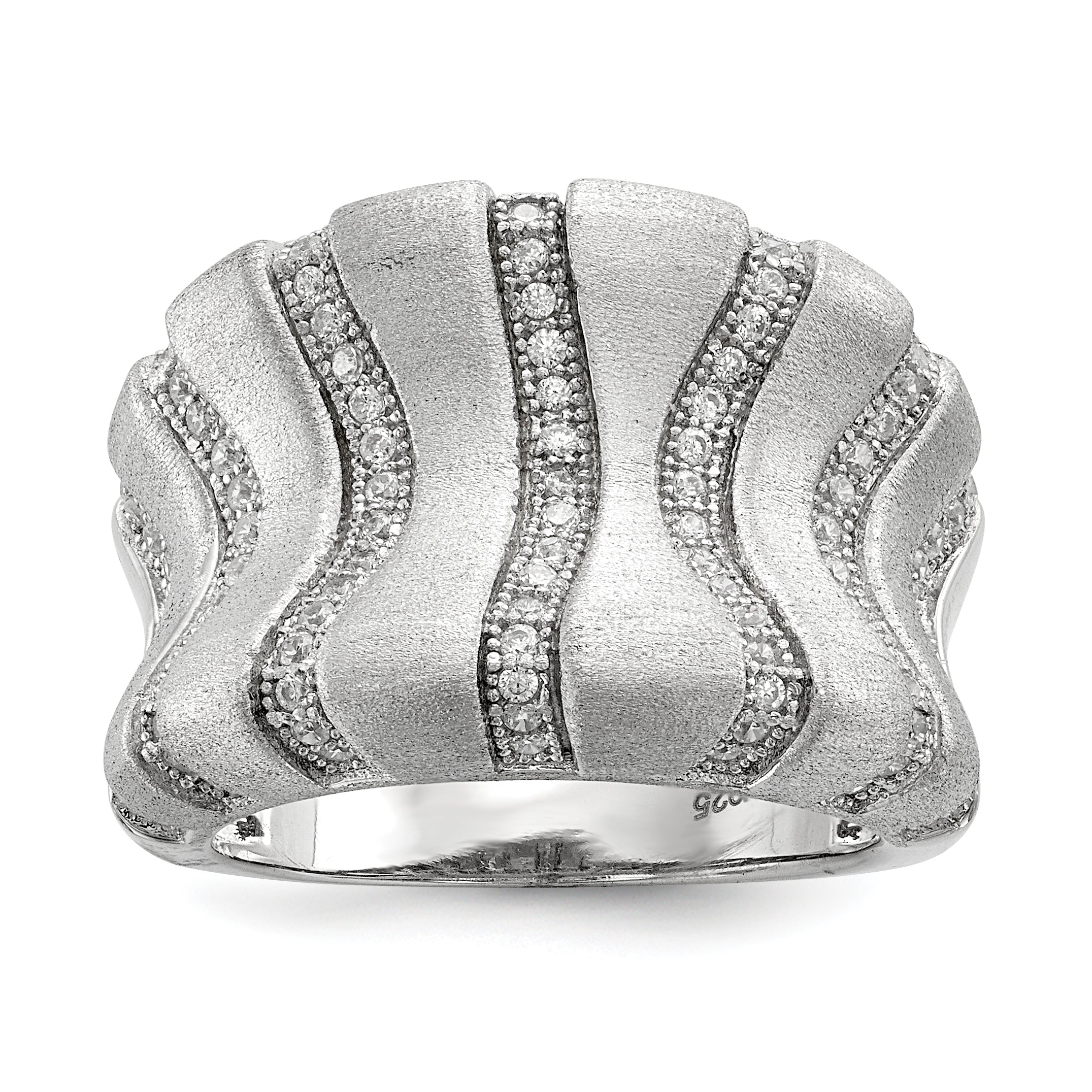SS Rhodium-Plated CZ Brilliant Embers Ring