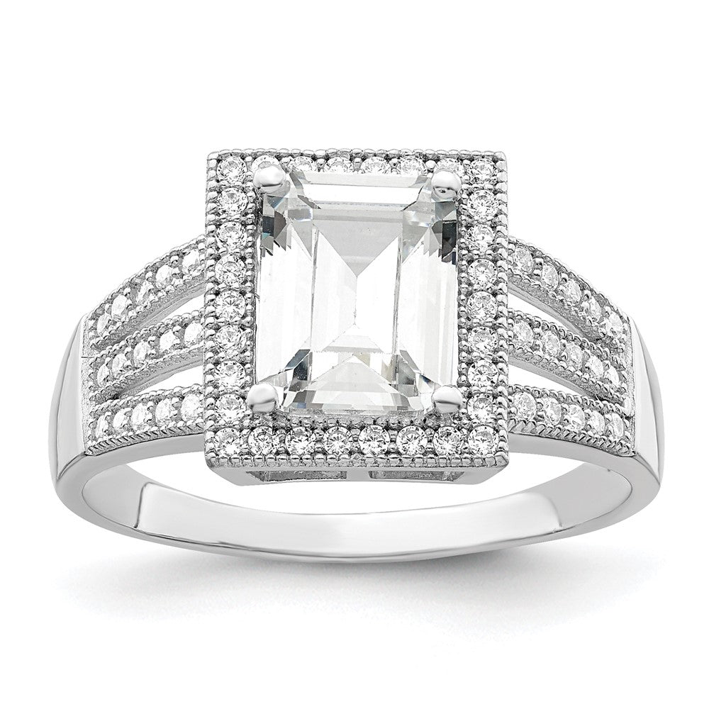 Brilliant Embers Sterling Silver Rhodium-plated 61 Stone Micro Pav√á CZ Ring