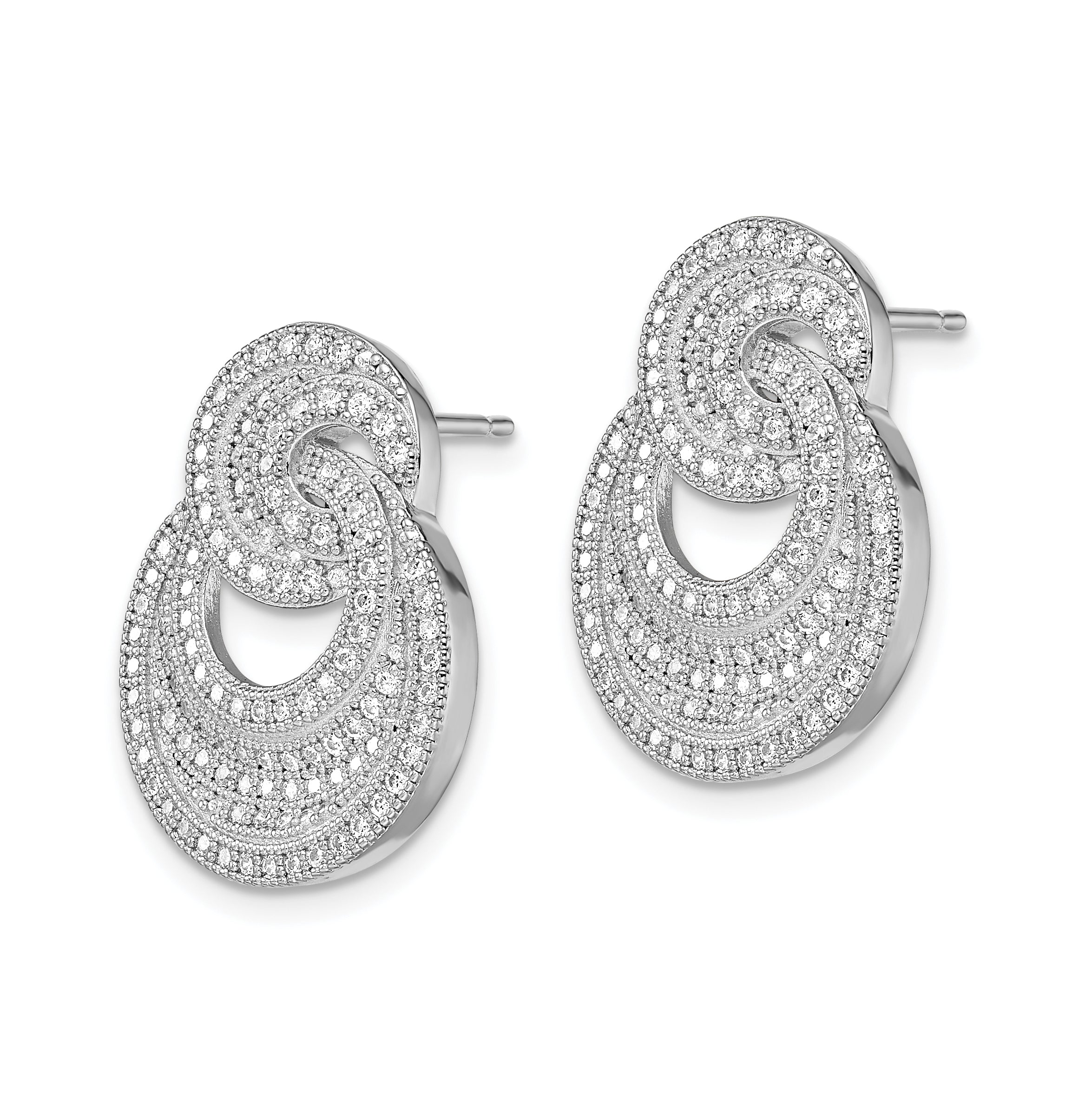 Brilliant Embers Sterling Silver Rhodium-plated 208 Stone Micro PavÇ CZ Polished Circles Post Earrings