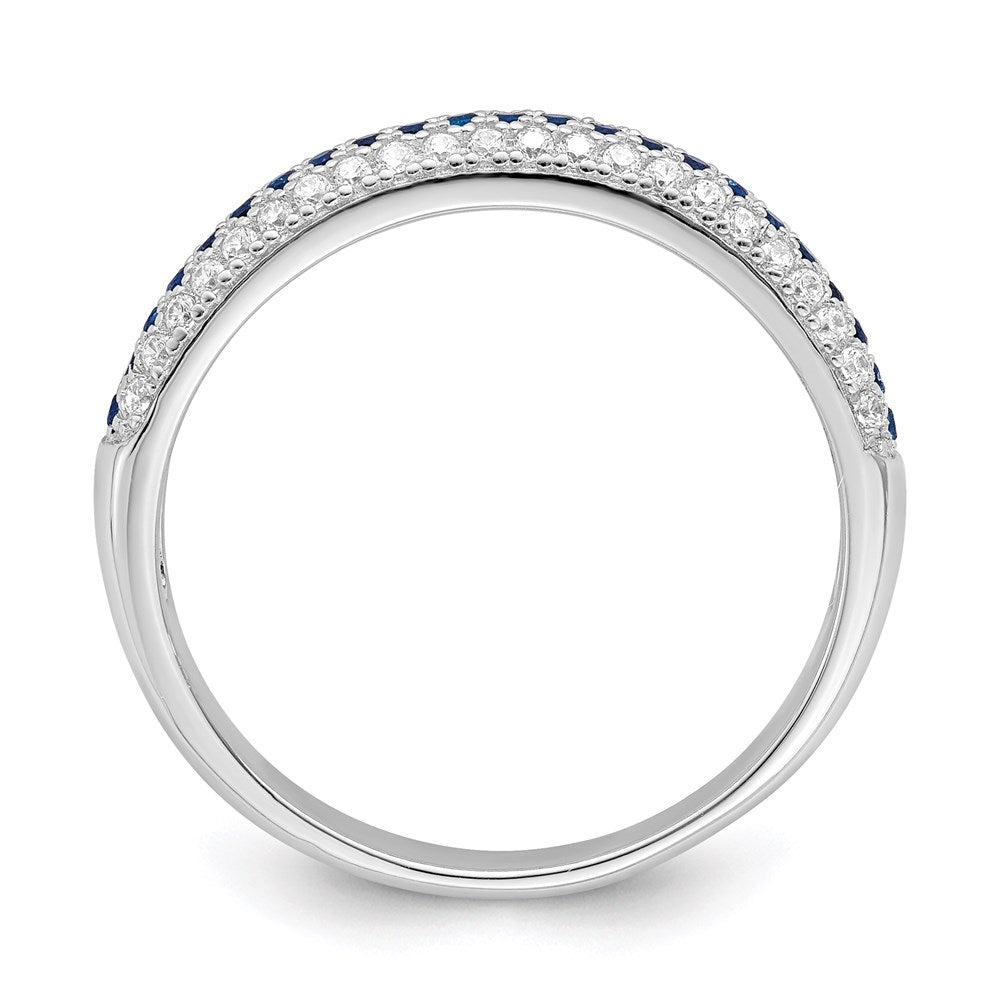 Brilliant Embers Sterling Silver Rhodium-plated 67 Stone Blue and White Micro Pav√á CZ Polished Ring