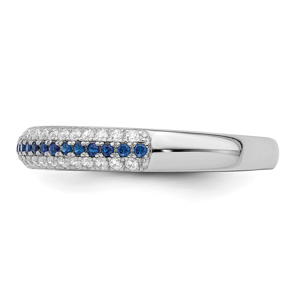 Brilliant Embers Sterling Silver Rhodium-plated 67 Stone Blue and White Micro Pav√á CZ Polished Ring