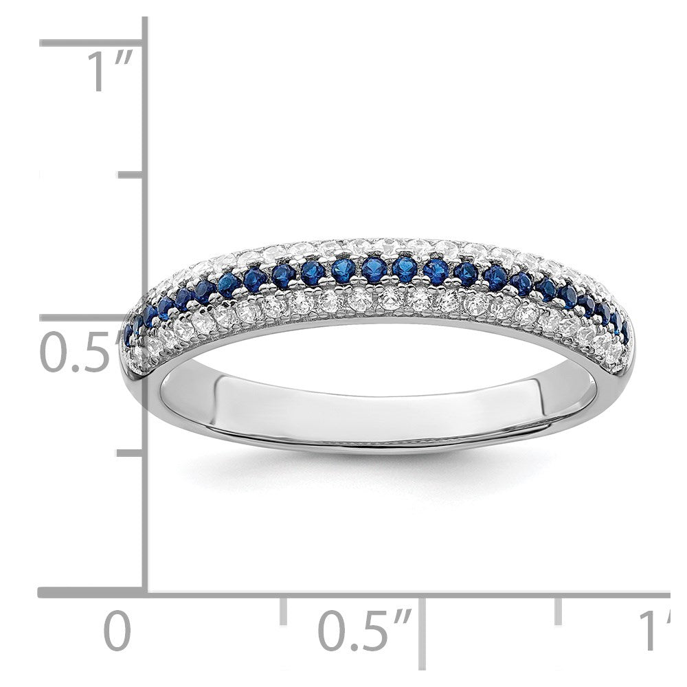 Brilliant Embers Sterling Silver Rhodium-plated 67 Stone Blue and White Micro Pav√á CZ Polished Ring