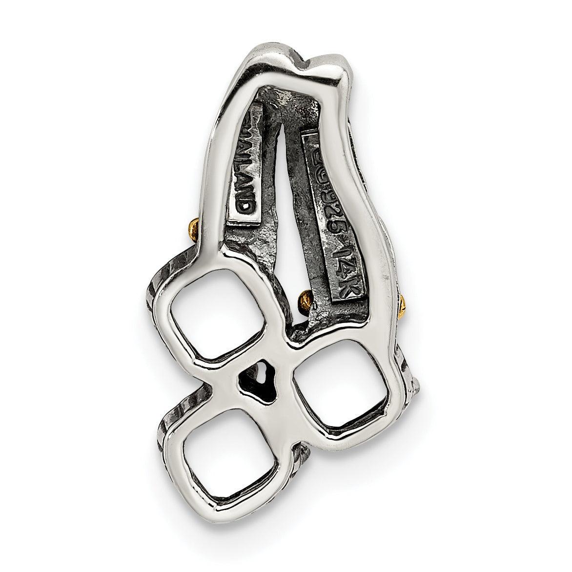 Sterling Silver Antiqued w/14k 3-stone Mother's Pendant Mounting