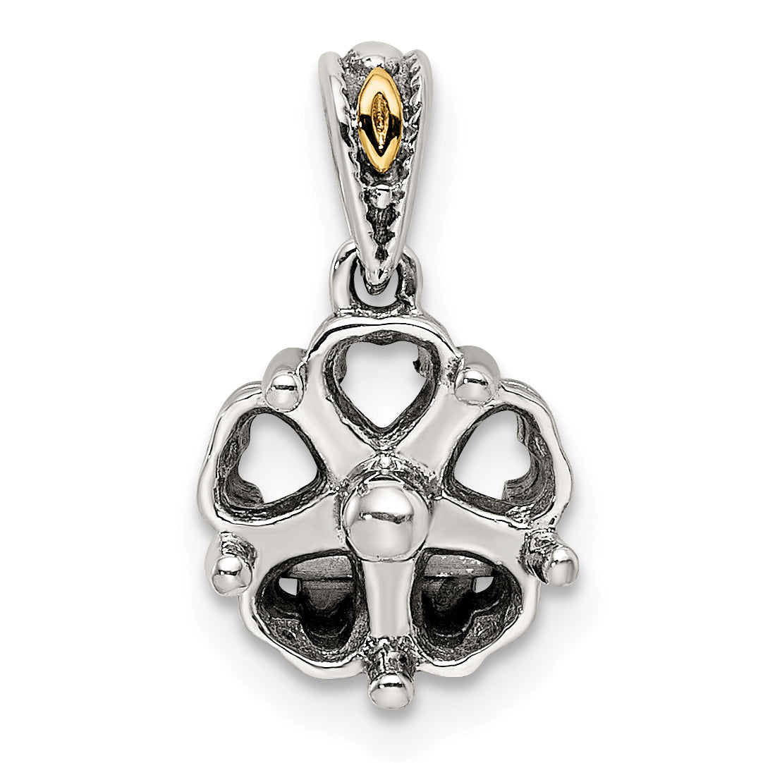 Sterling Silver Antiqued w/14k 5-stone Mother's Pendant Mounting