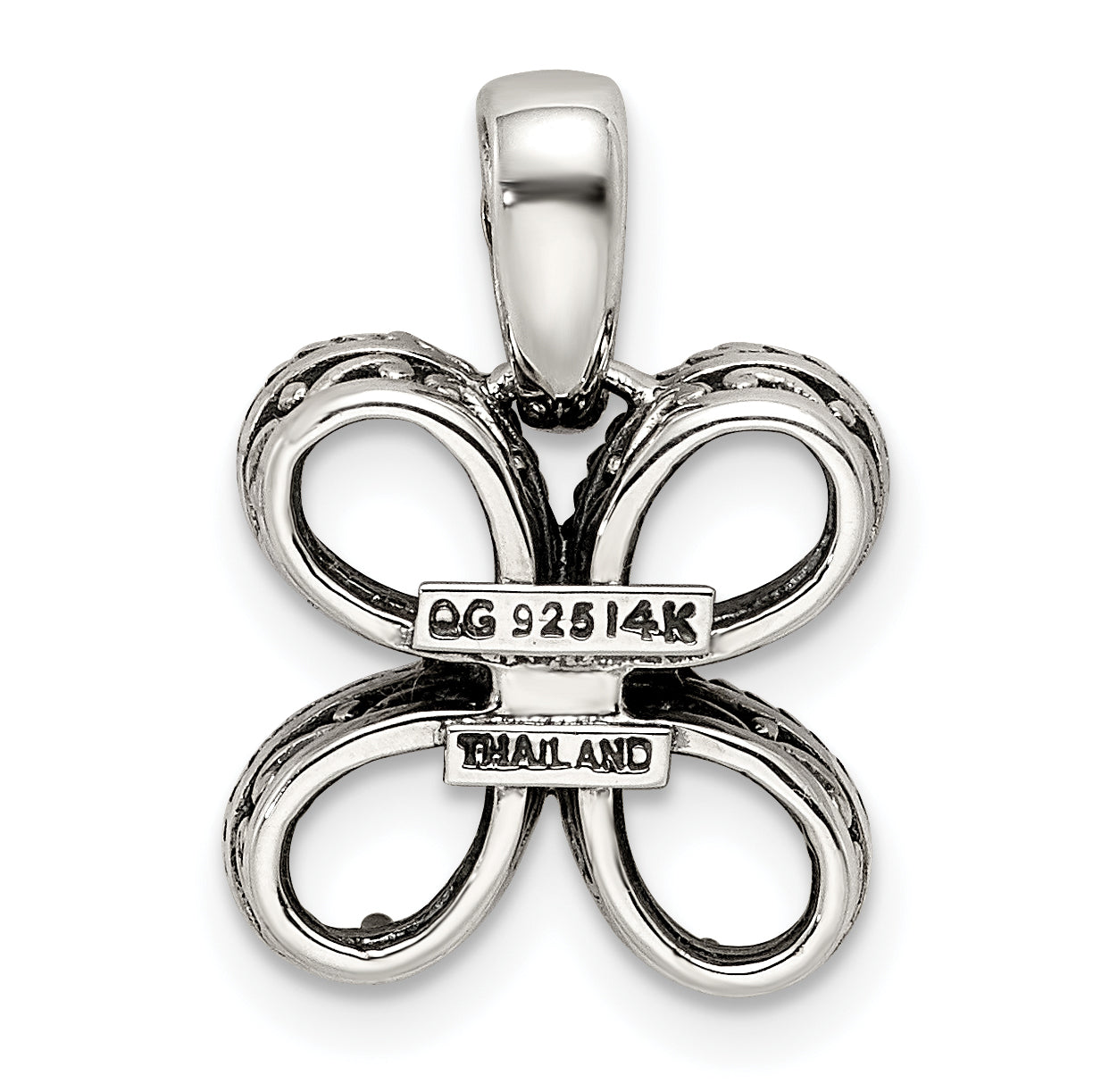 Sterling Silver Antiqued w/14k 4-stone w/Diamond Mothers Pendant Semi-Mount