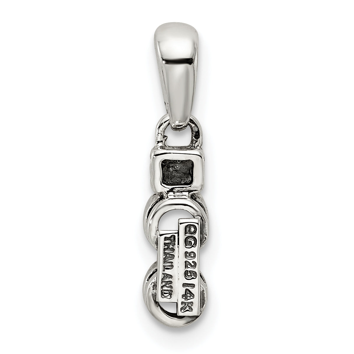 Sterling Silver Antiqued w/14k 2-stone w/Diamond Mothers Pendant Semi-Mount