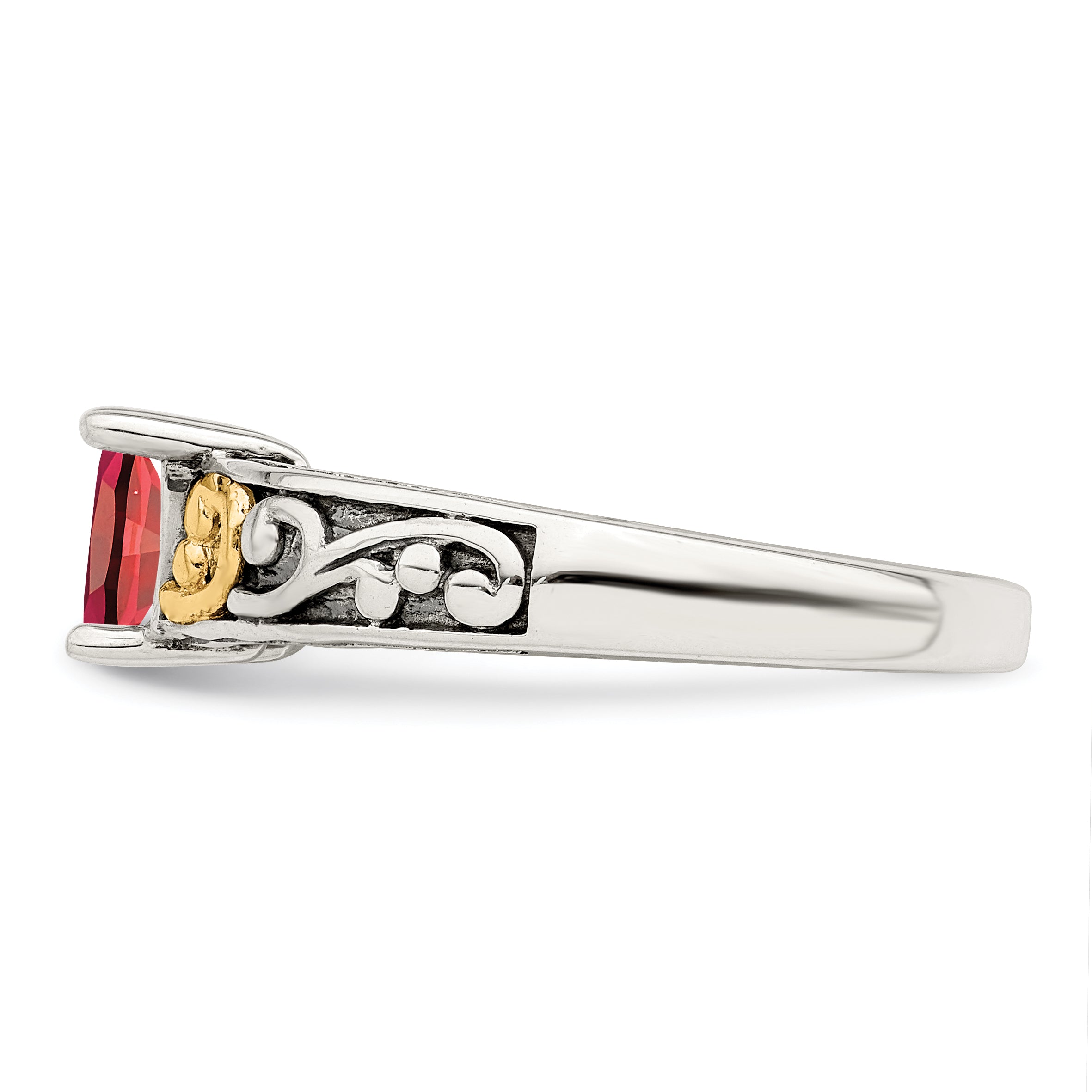 Sterling Silver Antiqued w/14k 2-stone Mother's Ring