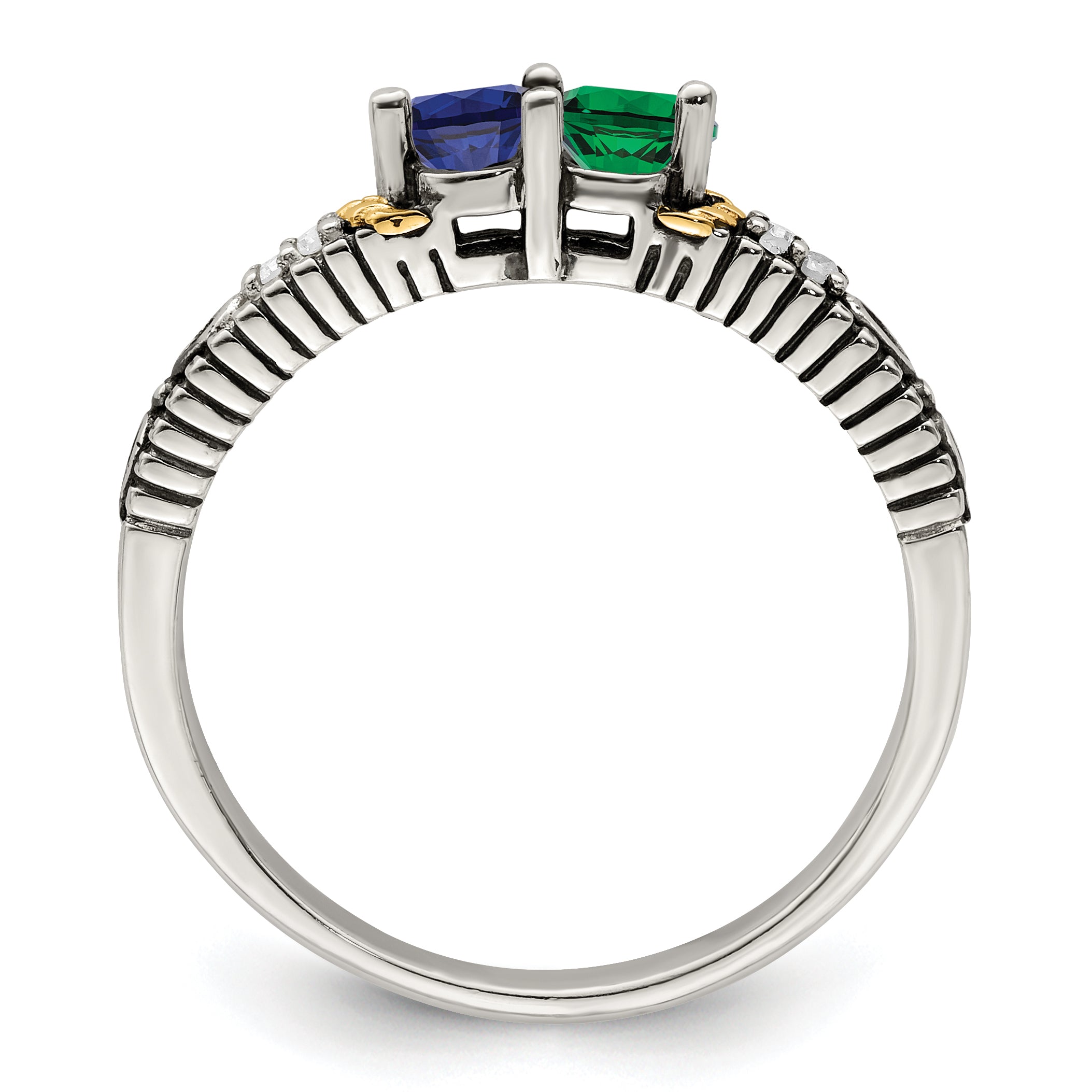 Sterling Silver & 14K Two-Stone And Diamond Mother'S Ring Semi-Mount Qmr33/2