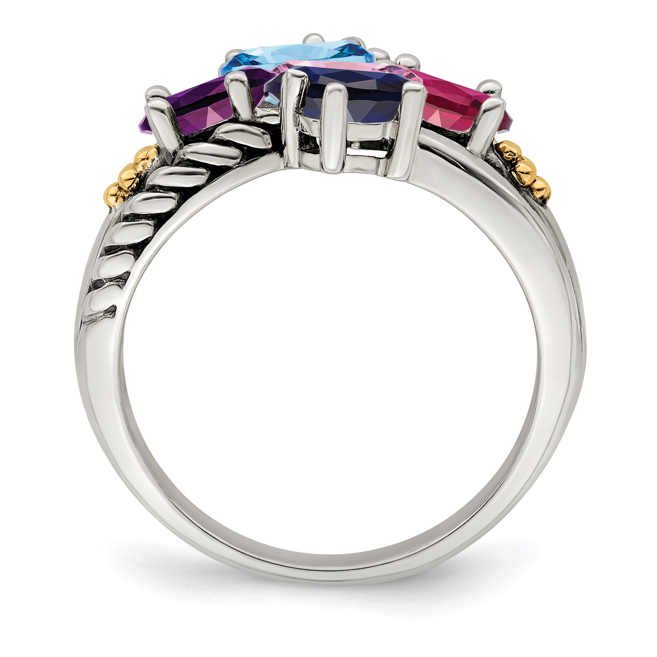 Sterling Silver & 14K Five-Stone Mother'S Ring Mounting Qmr43/5