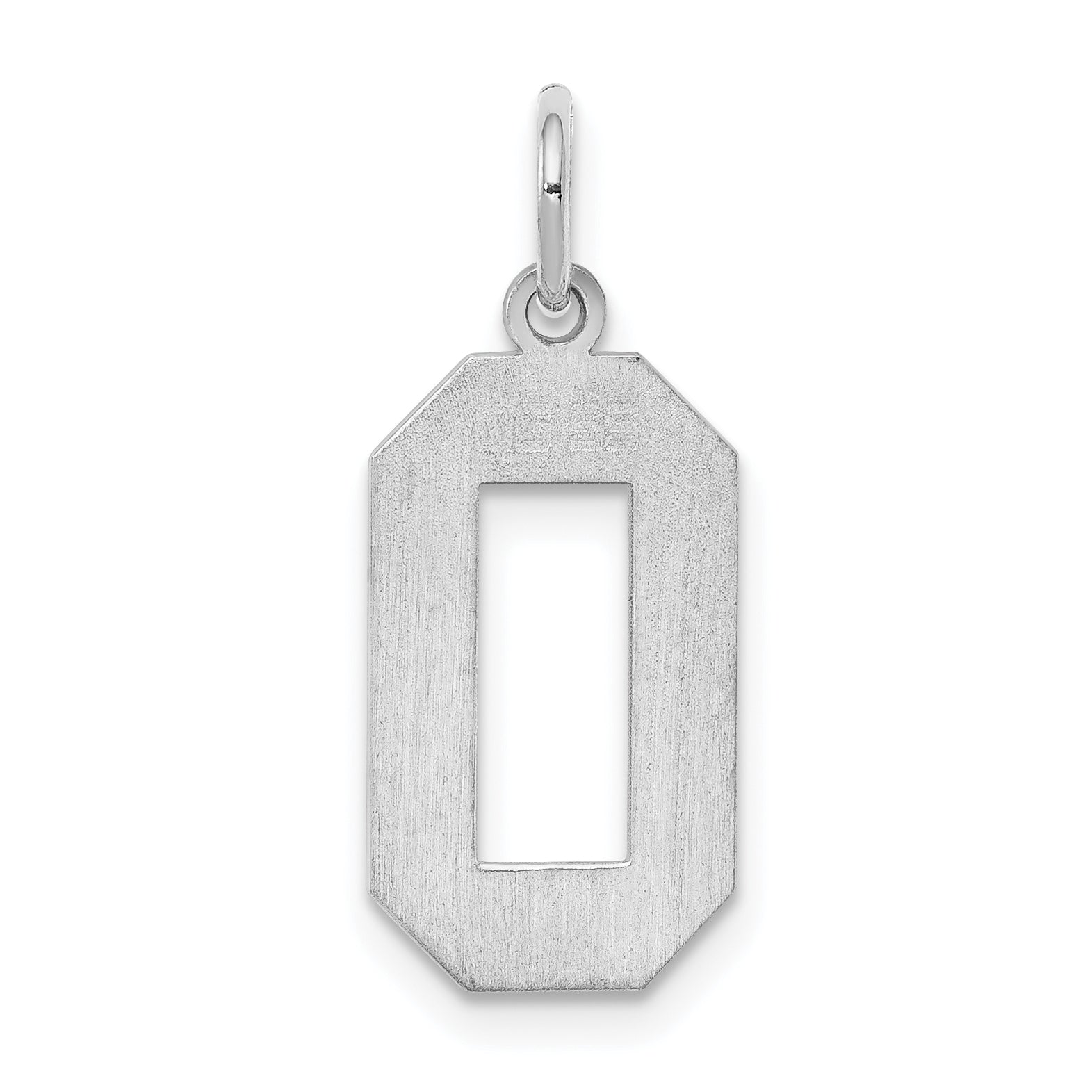 Sterling Silver/Rhodium-plated Polished Number 0 Charm