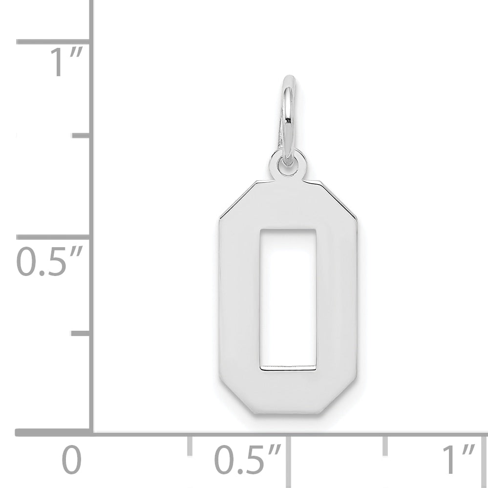 Sterling Silver/Rhodium-plated Polished Number 0 Charm