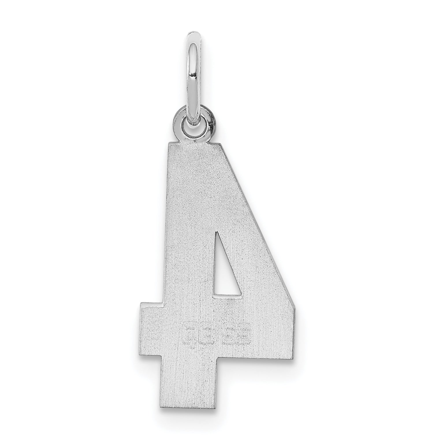 Sterling Silver/Rhodium-plated Polished Number 4 Charm