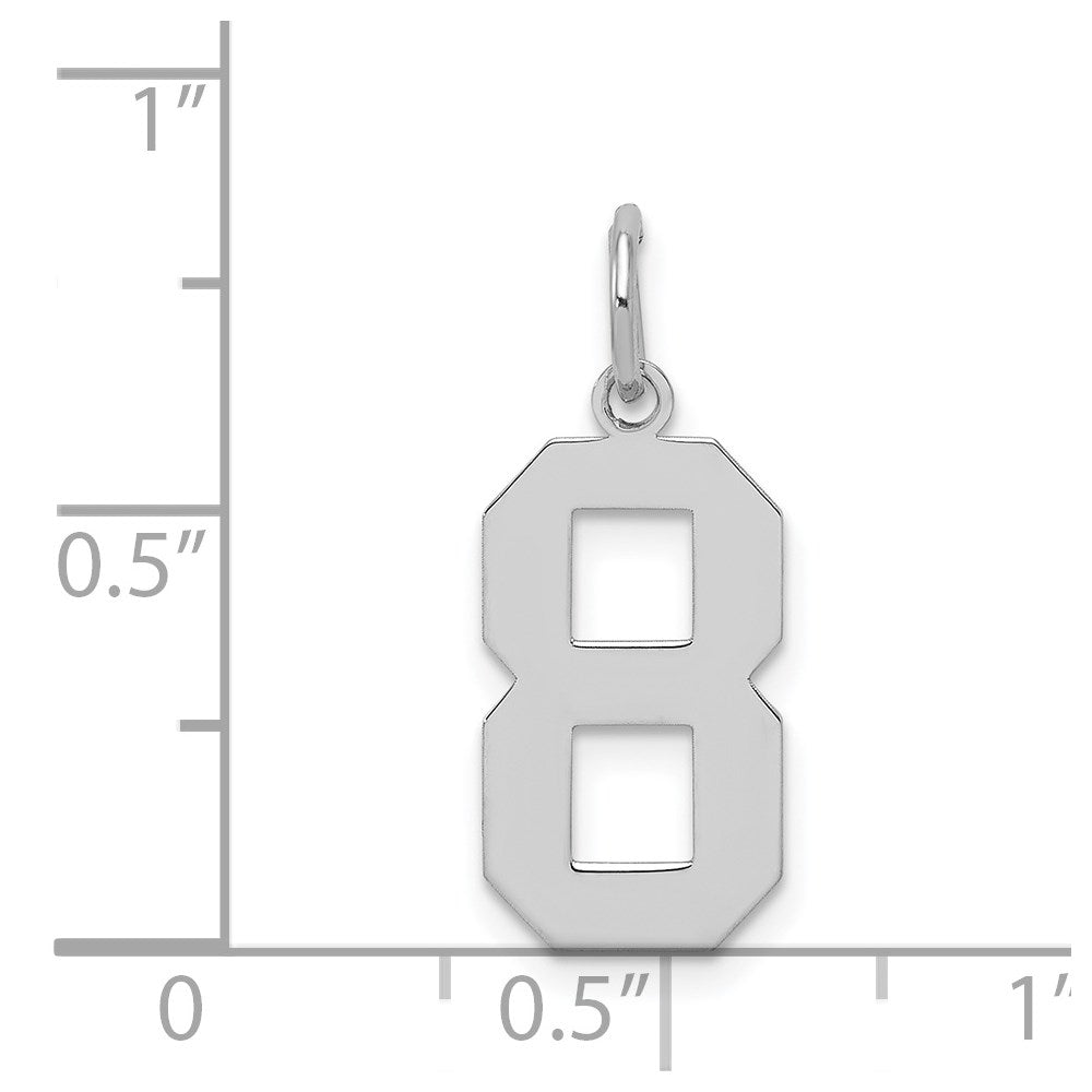 Sterling Silver/Rhodium-plated Polished Number 8 Charm