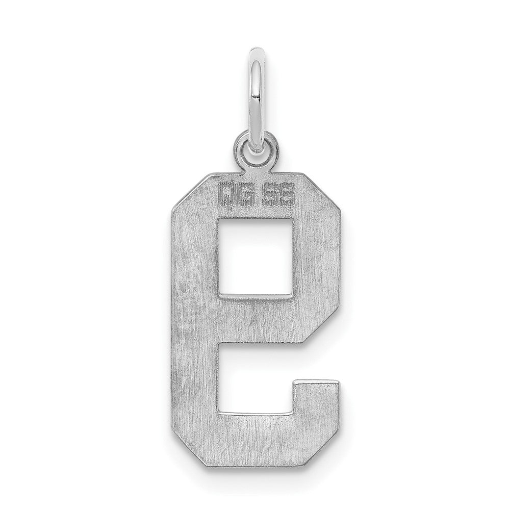 Sterling Silver/Rhodium-plated Polished Number 9 Charm