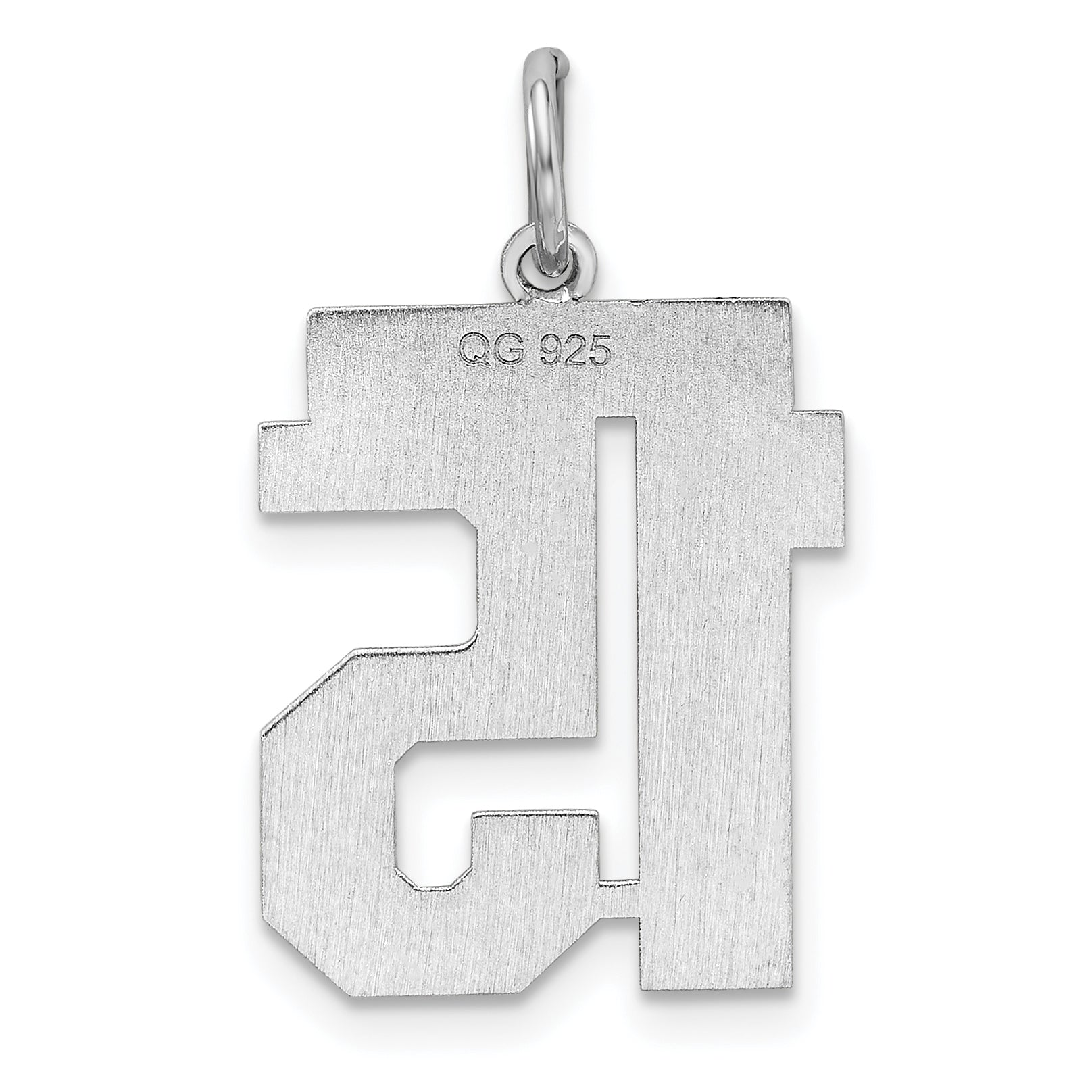 Sterling/Silver Rhodium-plated Polished Number 15 Charm