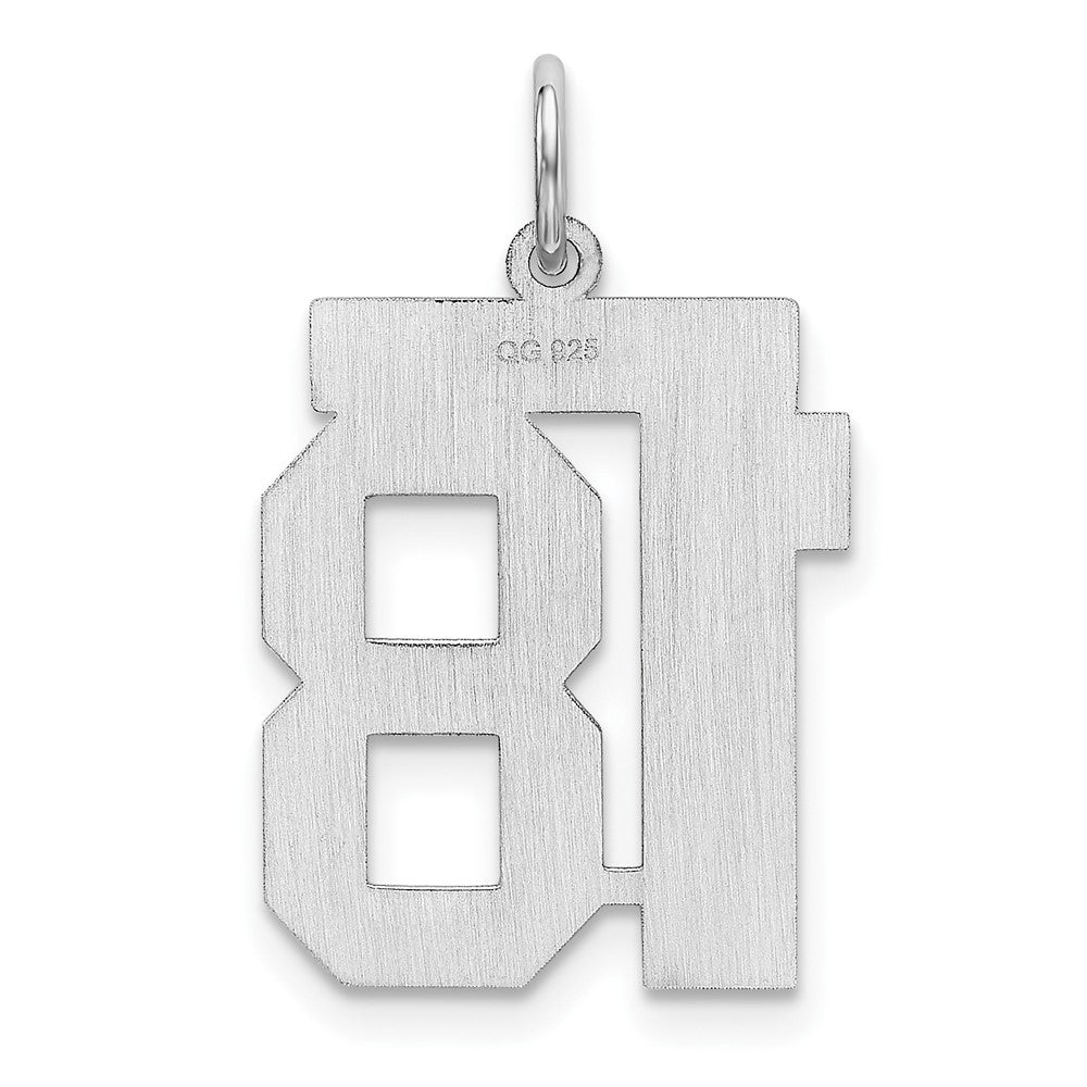 Sterling/Silver Rhodium-plated Polished Number 18 Charm