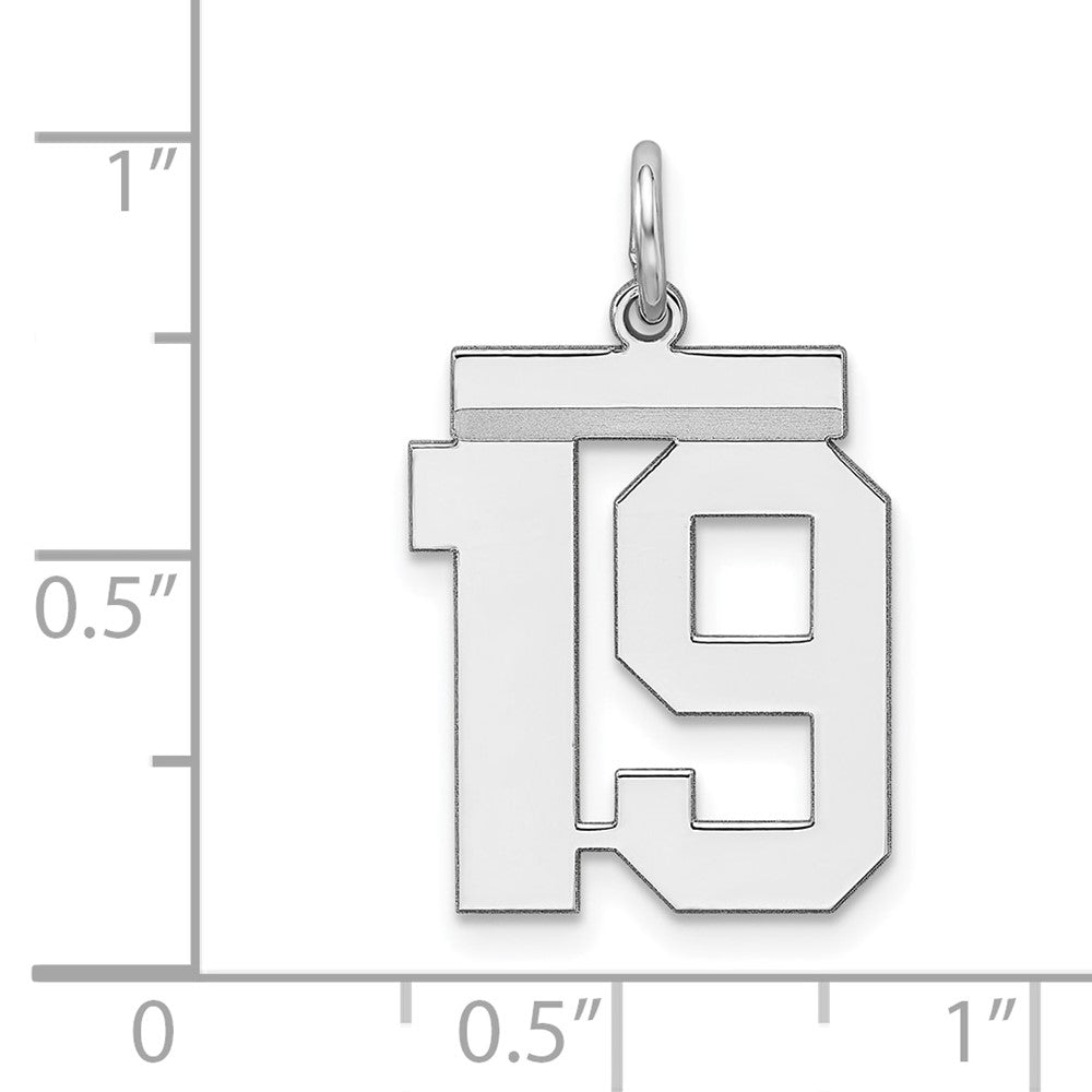 Sterling/Silver Rhodium-plated Polished Number 19 Charm