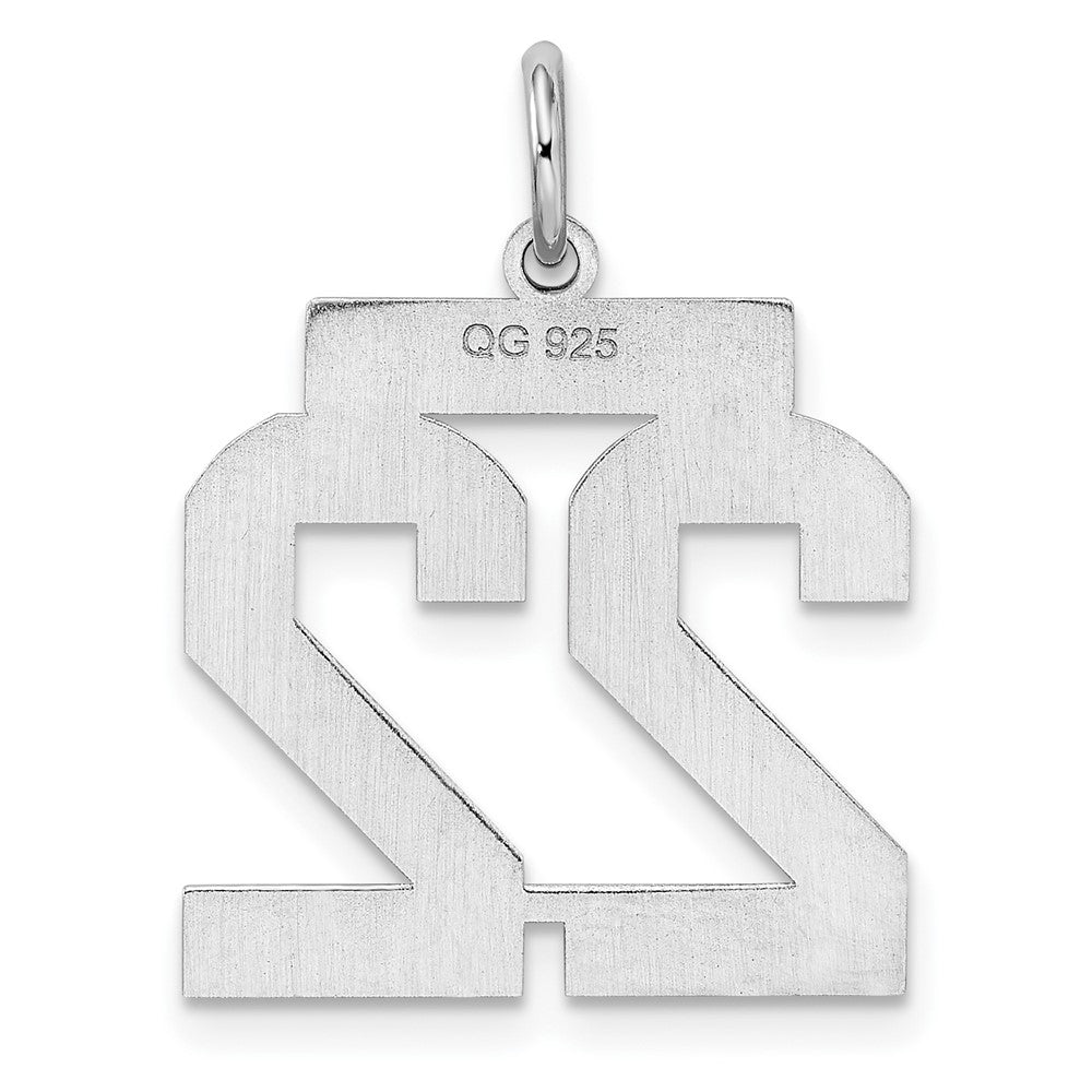 Sterling/Silver Rhodium-plated Polished Number 22 Charm