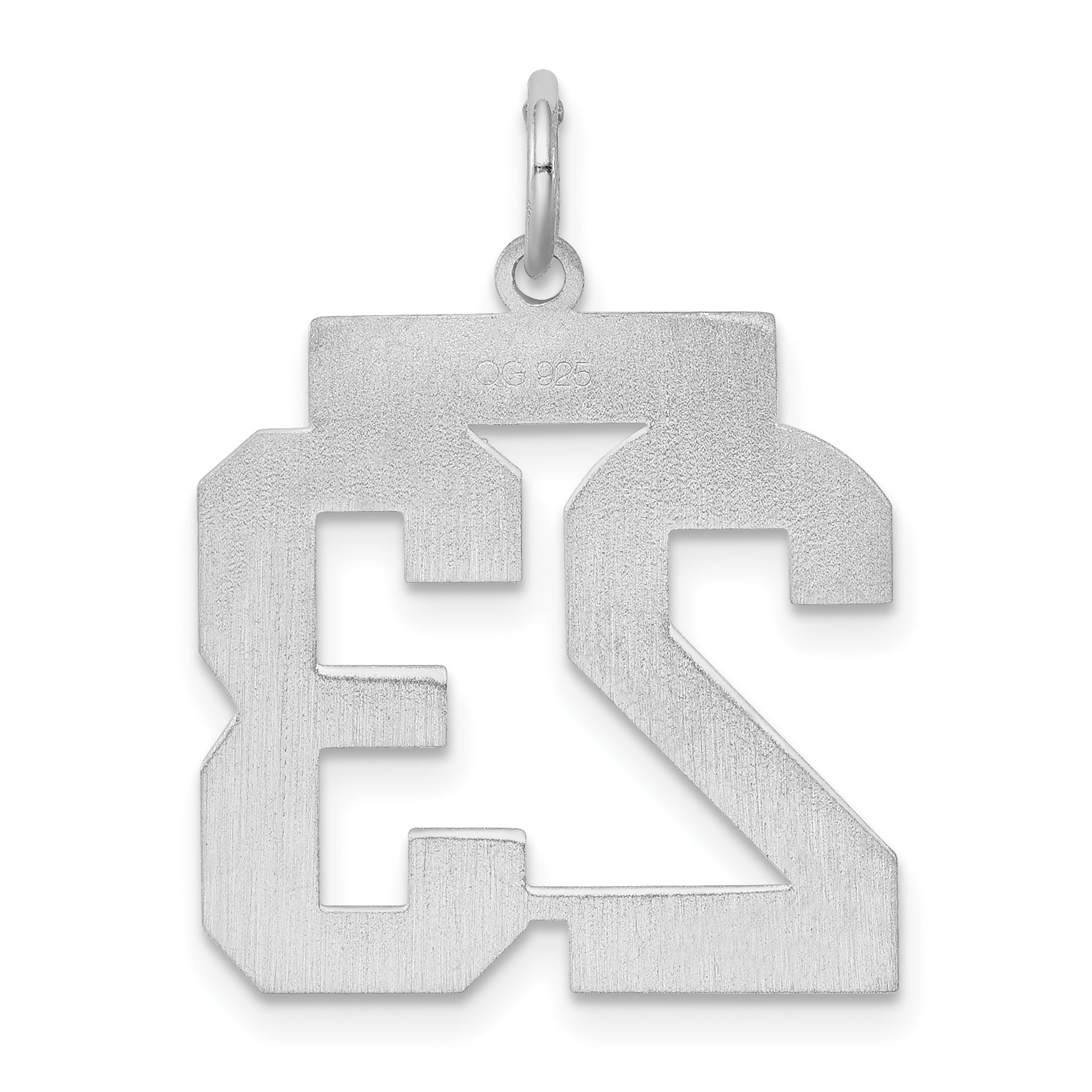 Sterling Silver/Rhodium-plated Polished Number 23 Charm