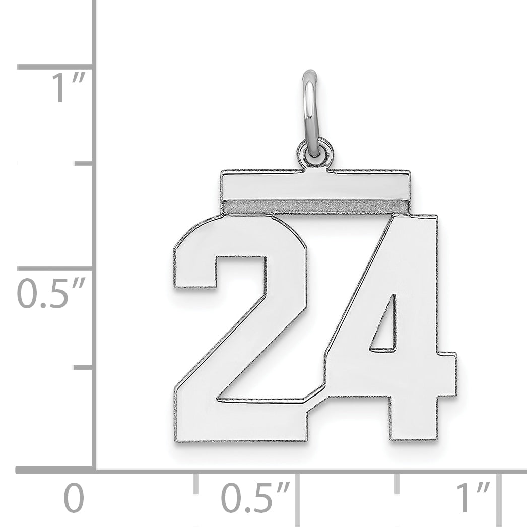 Sterling/Silver Rhodium-plated Polished Number 24 Charm
