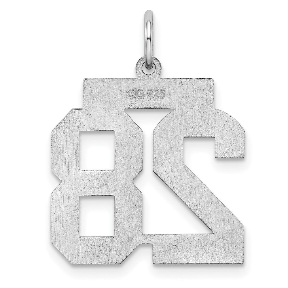Sterling/Silver Rhodium-plated Polished Number 28 Charm