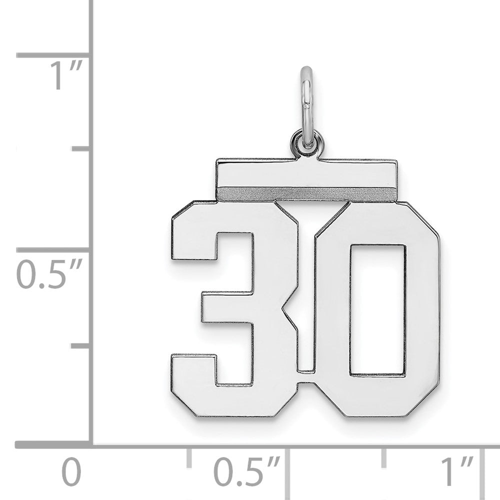 Sterling/Silver Rhodium-plated Polished Number 30 Charm