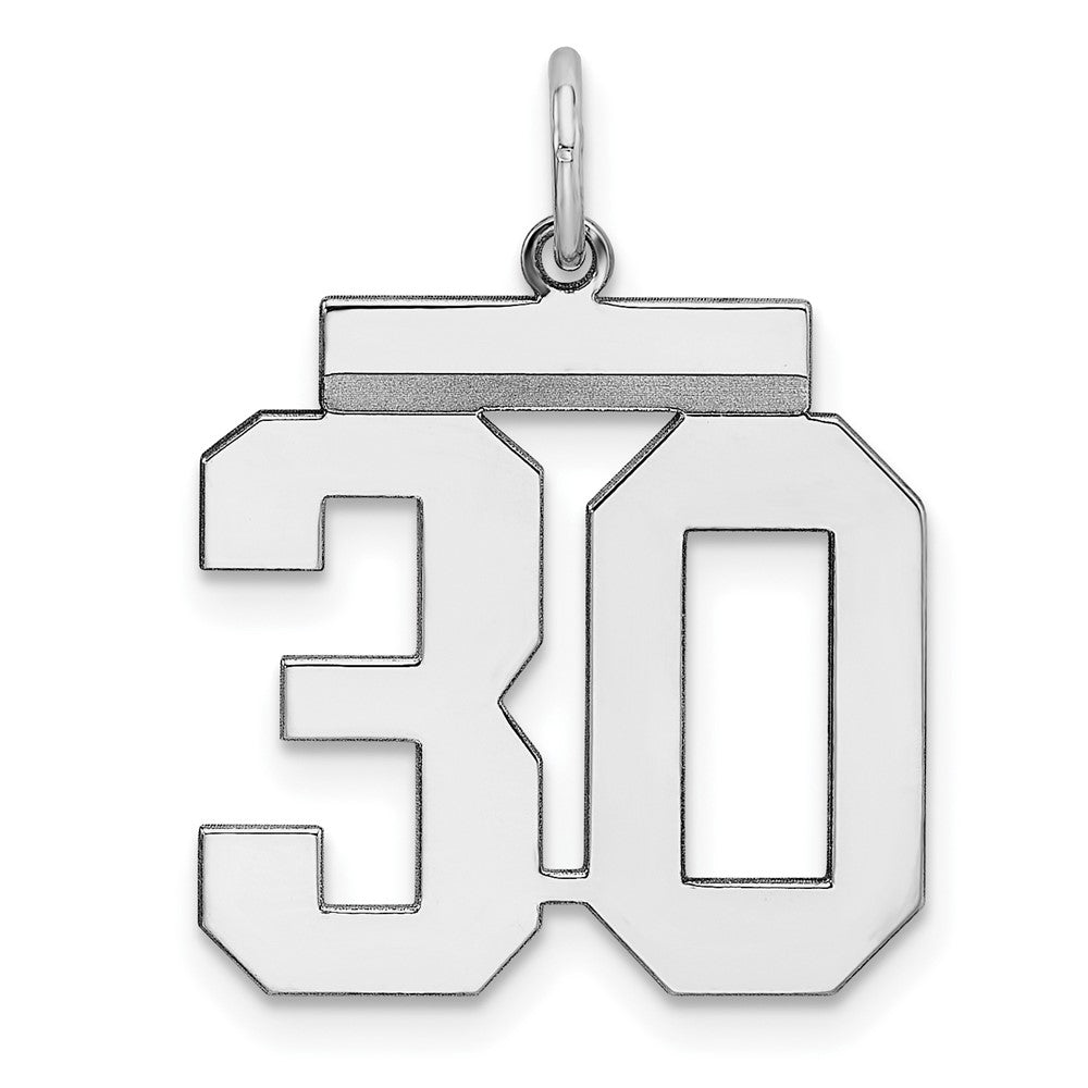 Sterling/Silver Rhodium-plated Polished Number 30 Charm