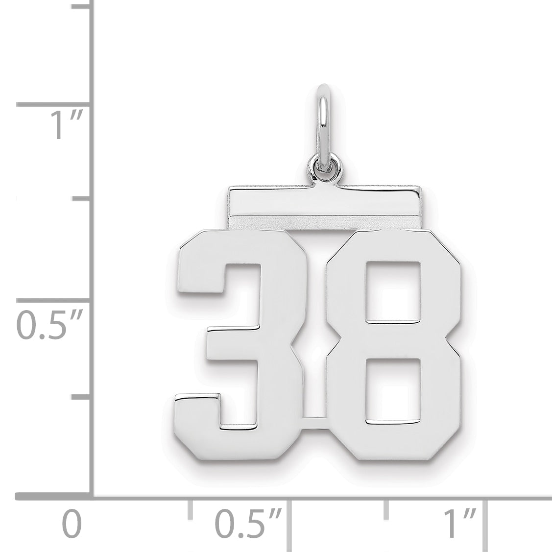 Sterling/Silver Rhodium-plated Polished Number 38 Charm