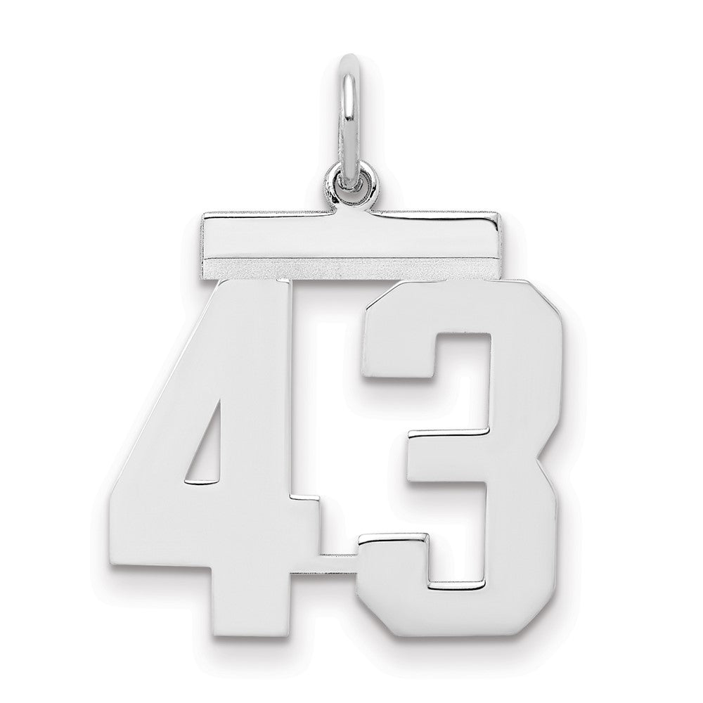 Sterling/Silver Rhodium-plated Polished Number 43 Charm