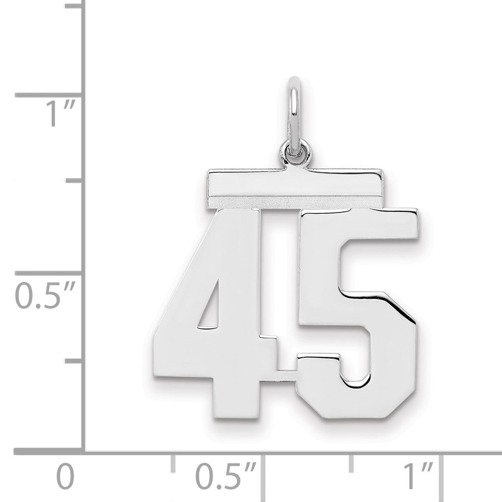 Sterling/Silver Rhodium-plated Polished Number 45 Charm