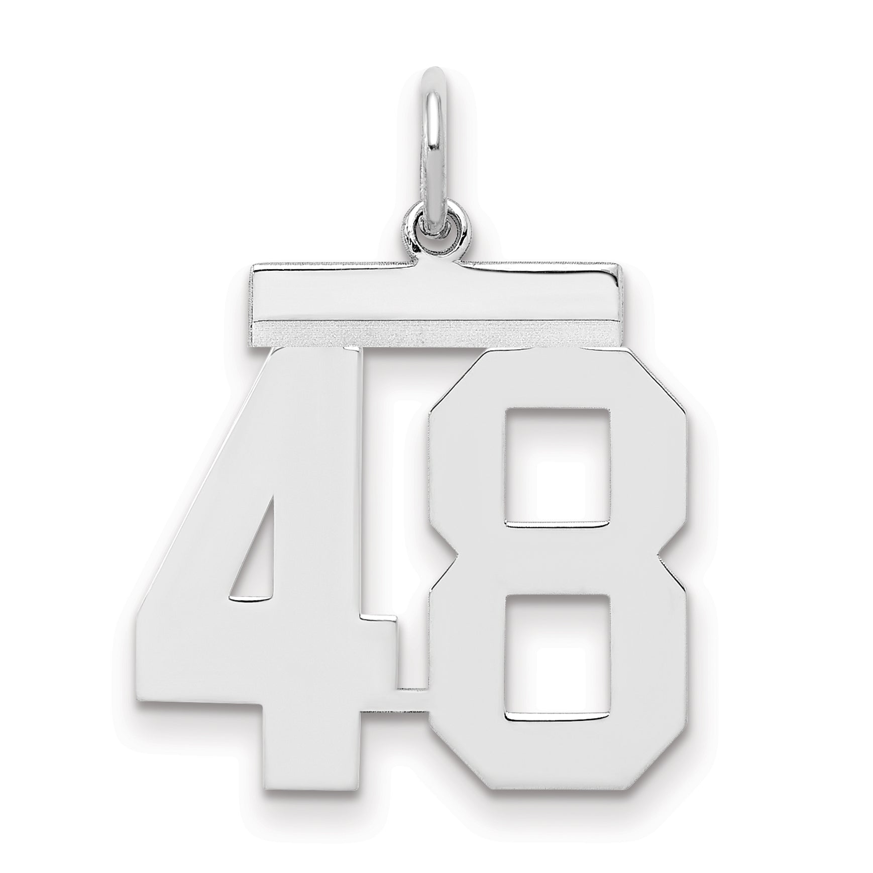 Sterling/Silver Rhodium-plated Polished Number 48 Charm