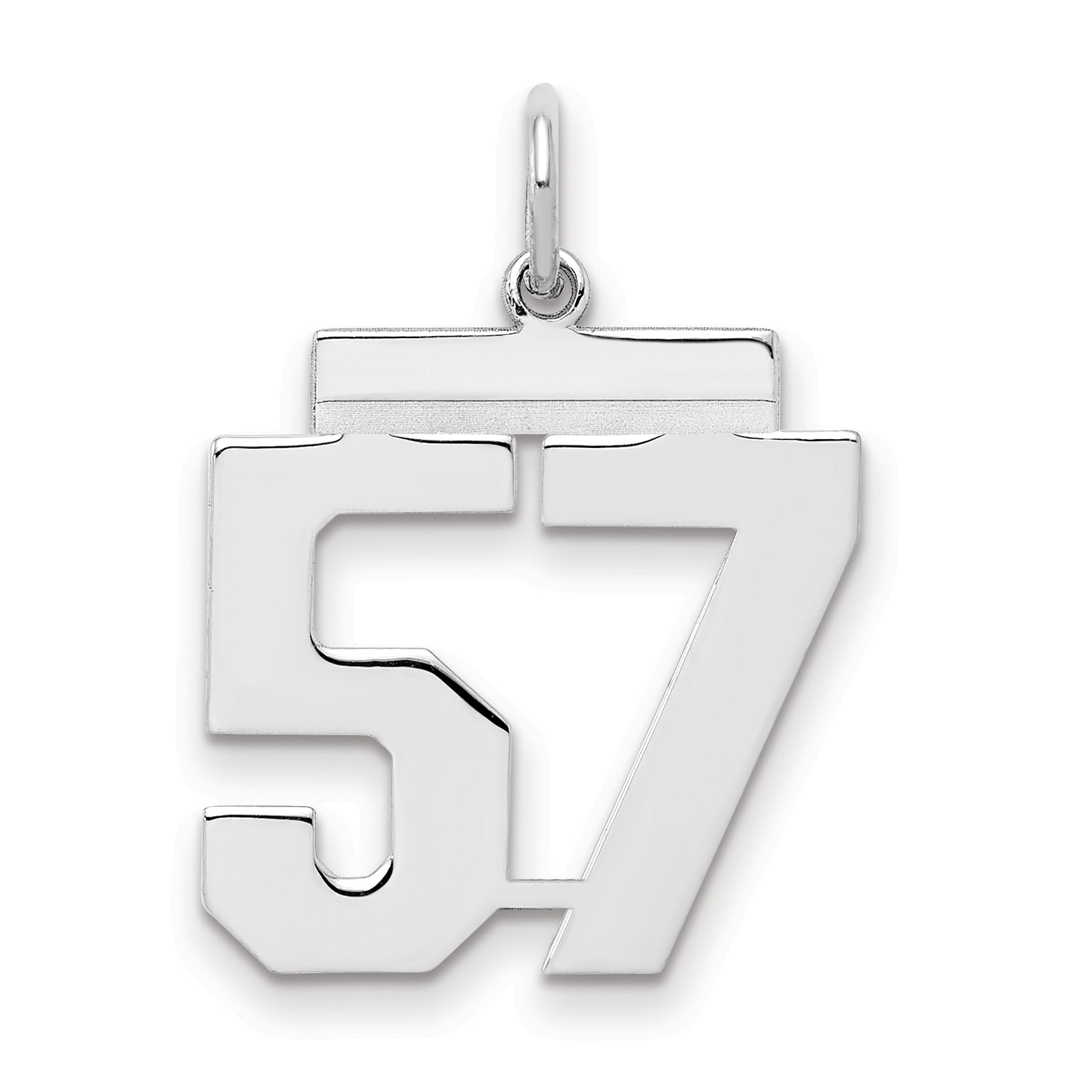 Sterling/Silver Rhodium-plated Polished Number 57 Charm