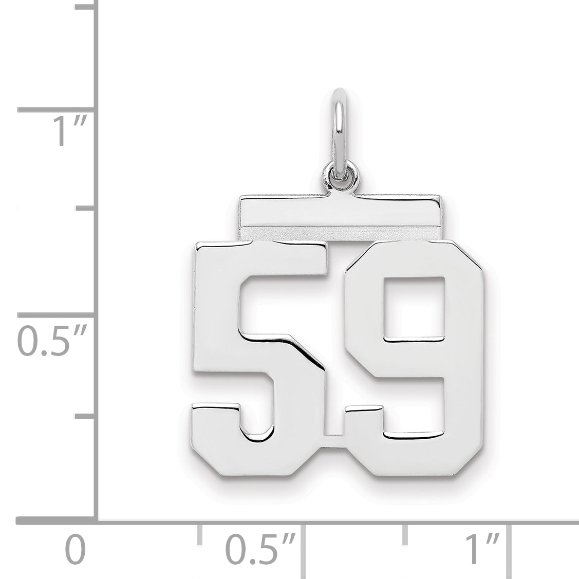 Sterling/Silver Rhodium-plated Polished Number 59 Charm