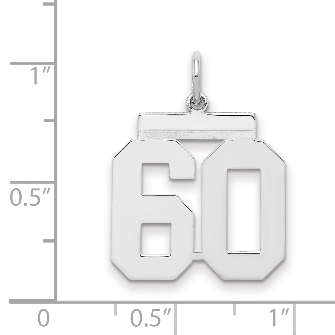 Sterling/Silver Rhodium-plated Polished Number 60 Charm