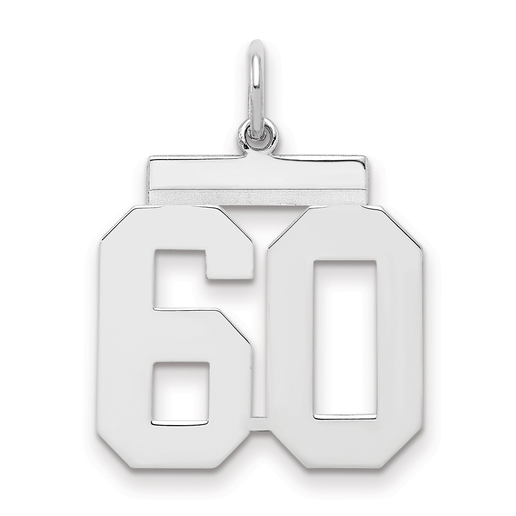 Sterling/Silver Rhodium-plated Polished Number 60 Charm