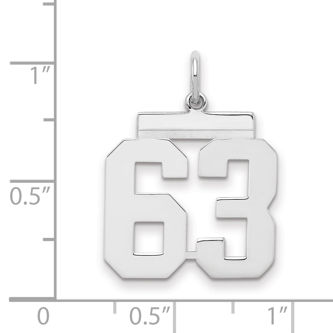 Sterling/Silver Rhodium-plated Polished Number 63 Charm