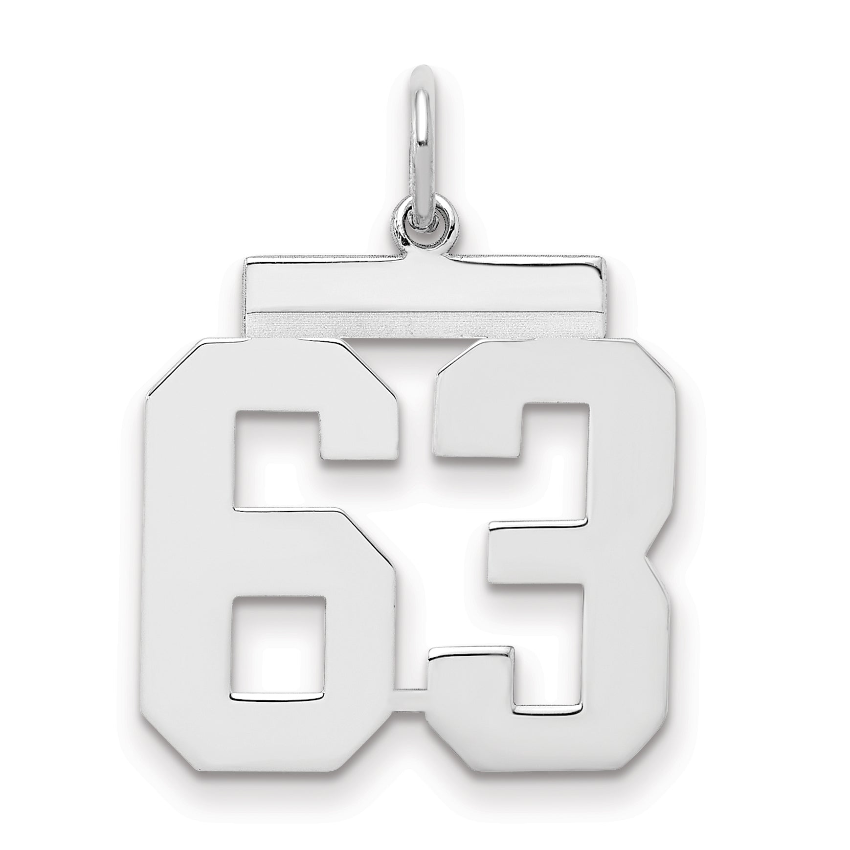 Sterling/Silver Rhodium-plated Polished Number 63 Charm