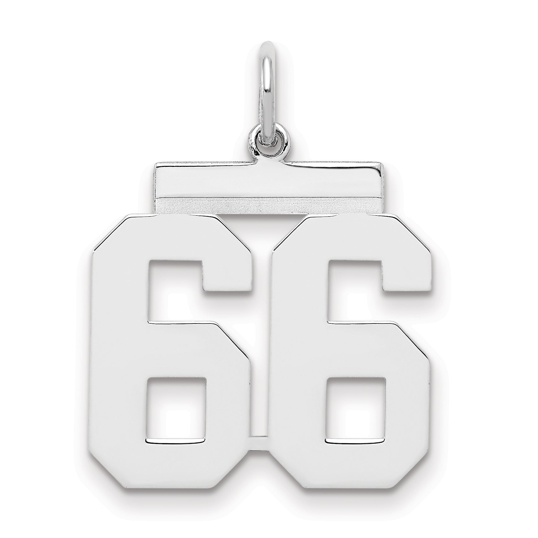 Sterling/Silver Rhodium-plated Polished Number 66 Charm