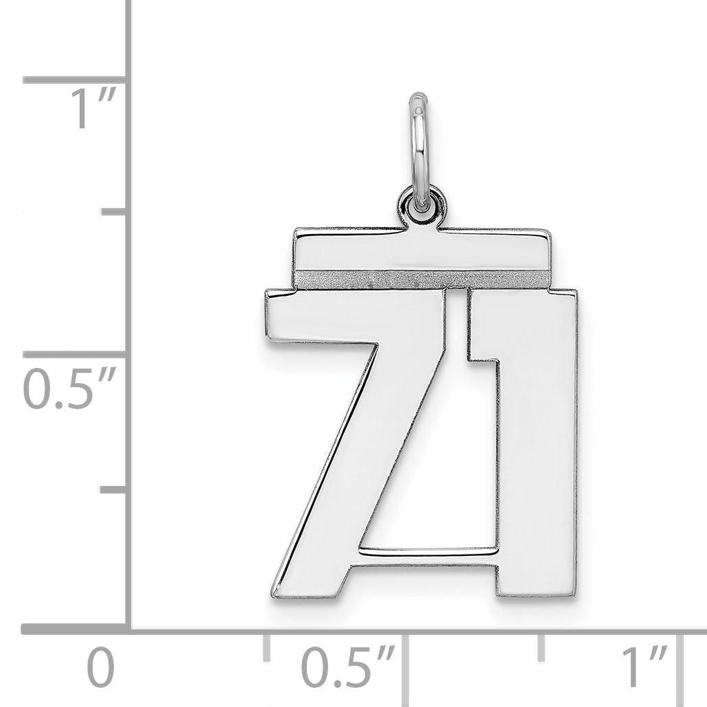 Sterling/Silver Rhodium-plated Polished Number 71 Charm