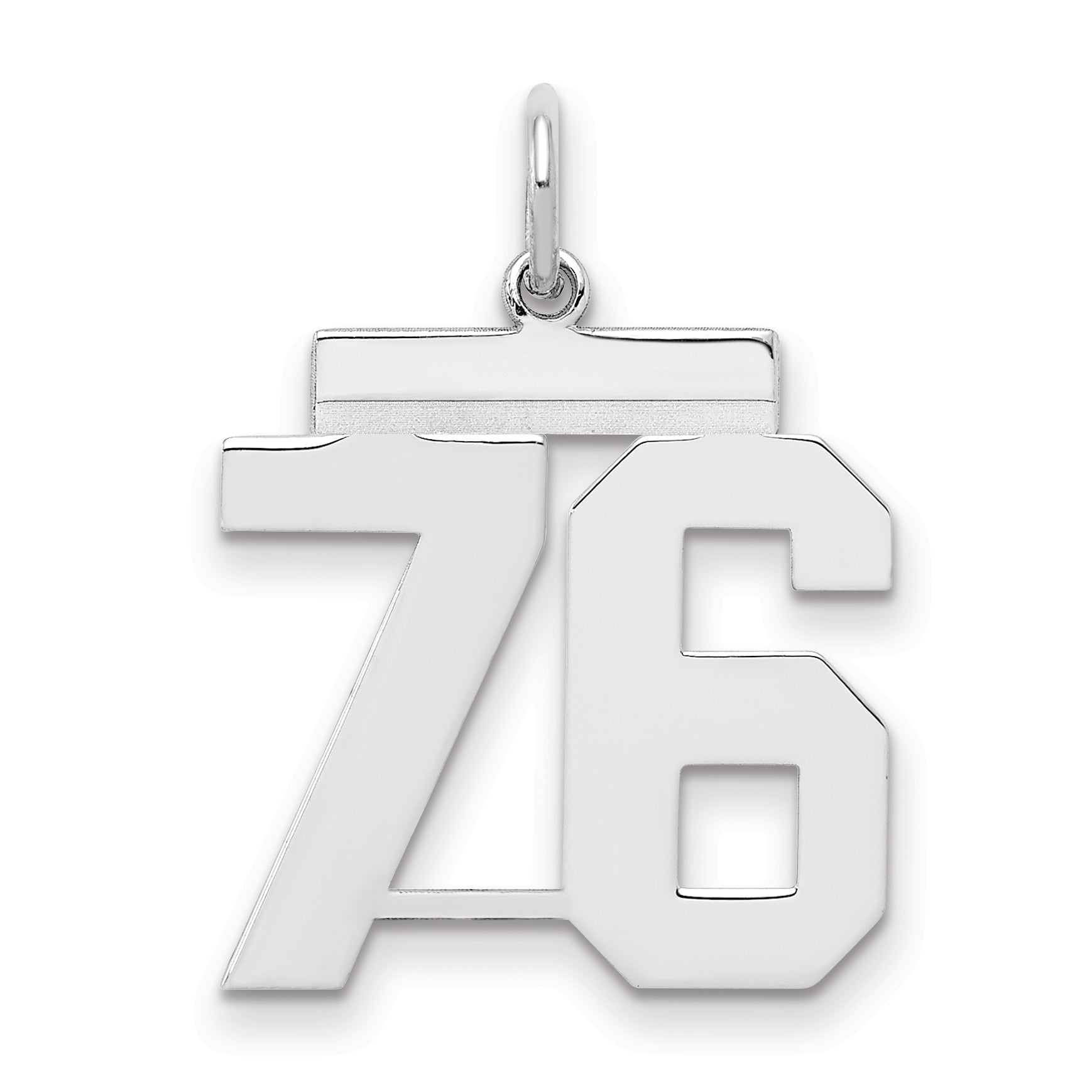 Sterling/Silver Rhodium-plated Polished Number 76 Charm