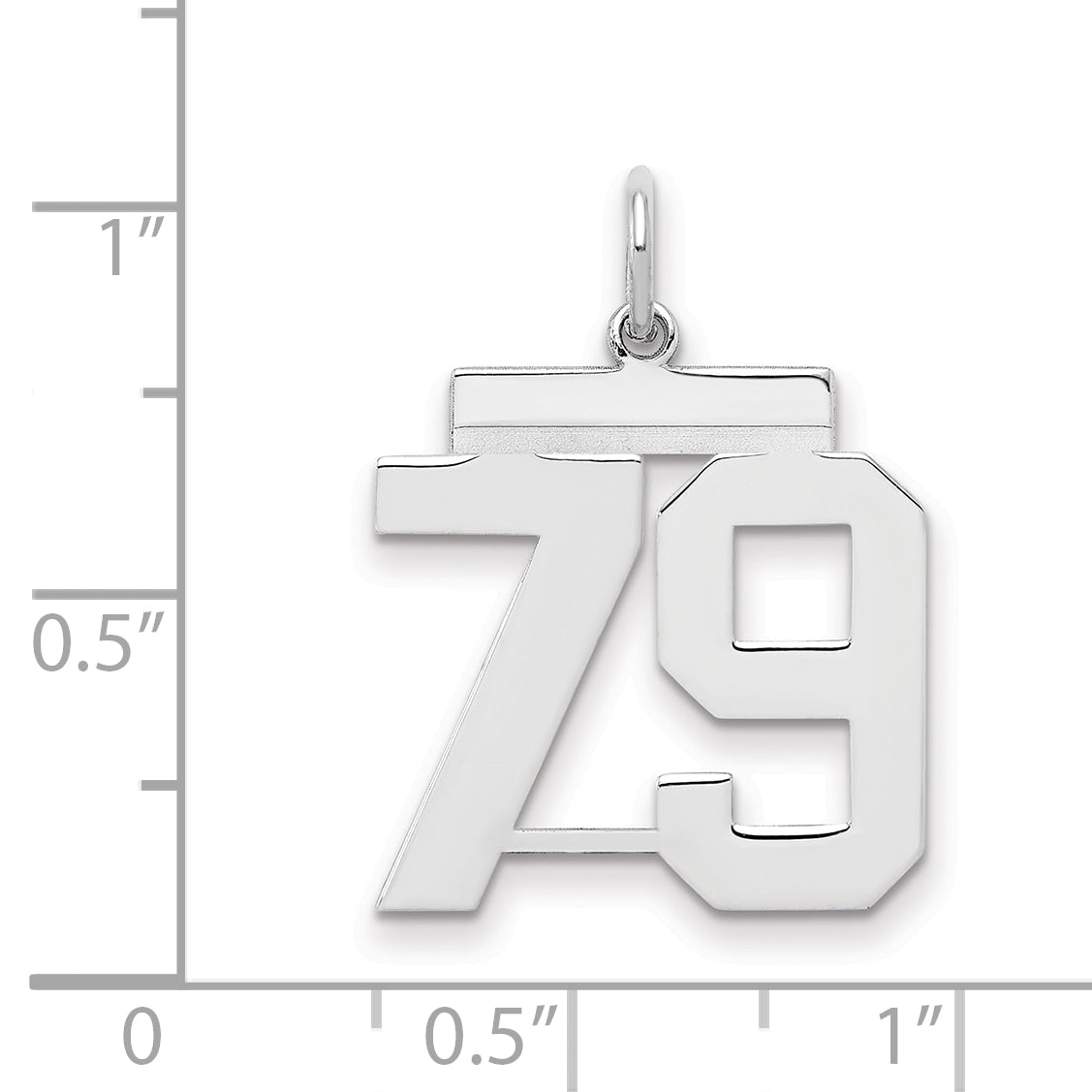 Sterling/Silver Rhodium-plated Polished Number 79 Charm