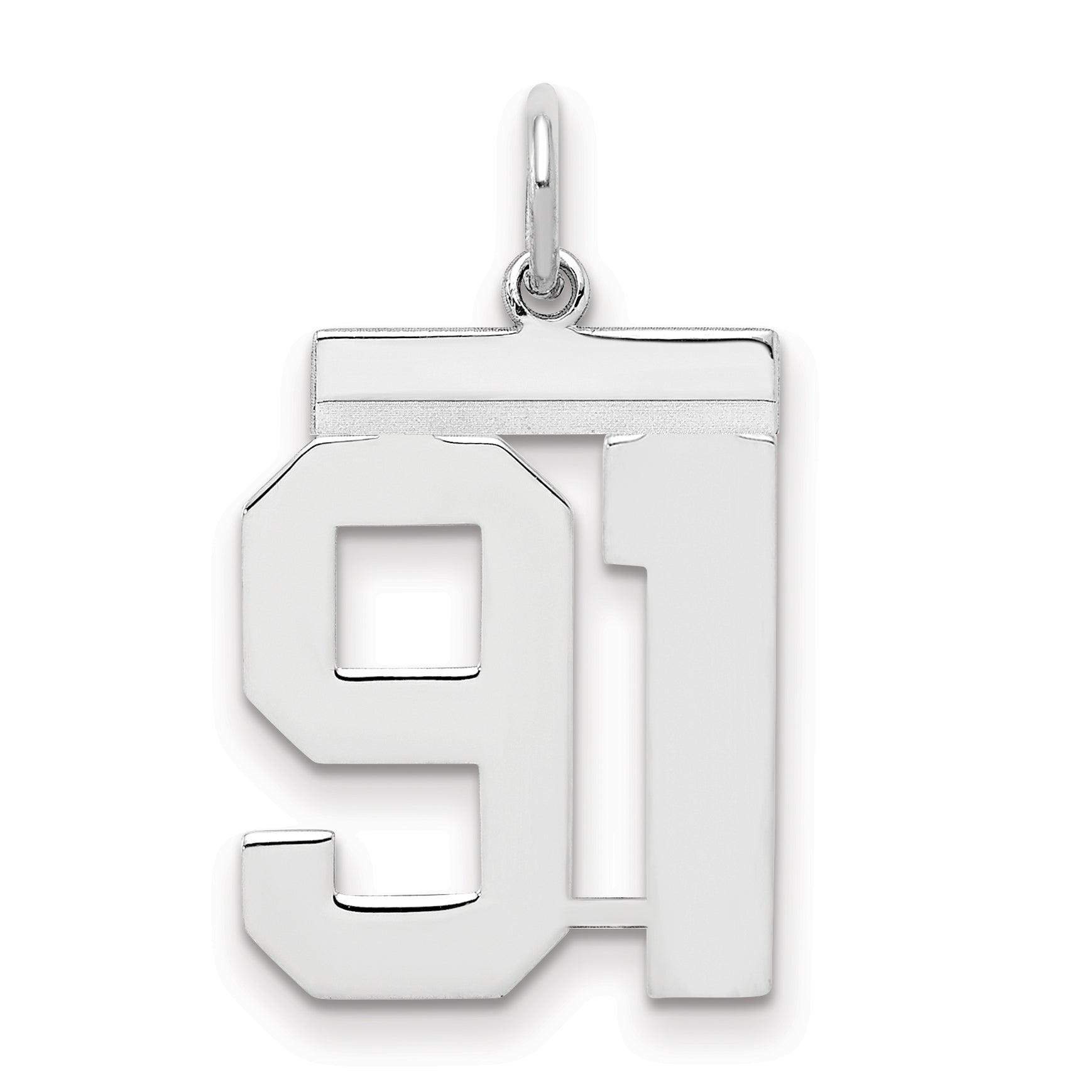 Sterling/Silver Rhodium-plated Polished Number 91 Charm