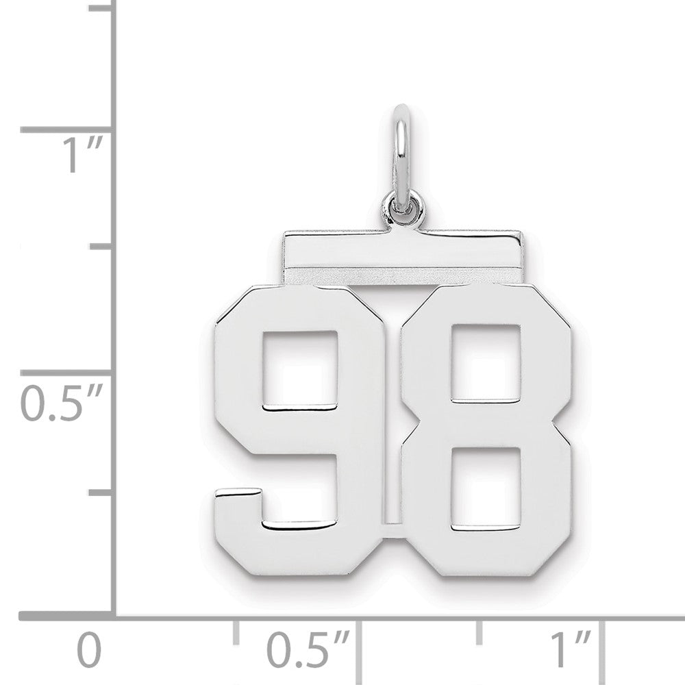 Sterling/Silver Rhodium-plated Polished Number 98 Charm