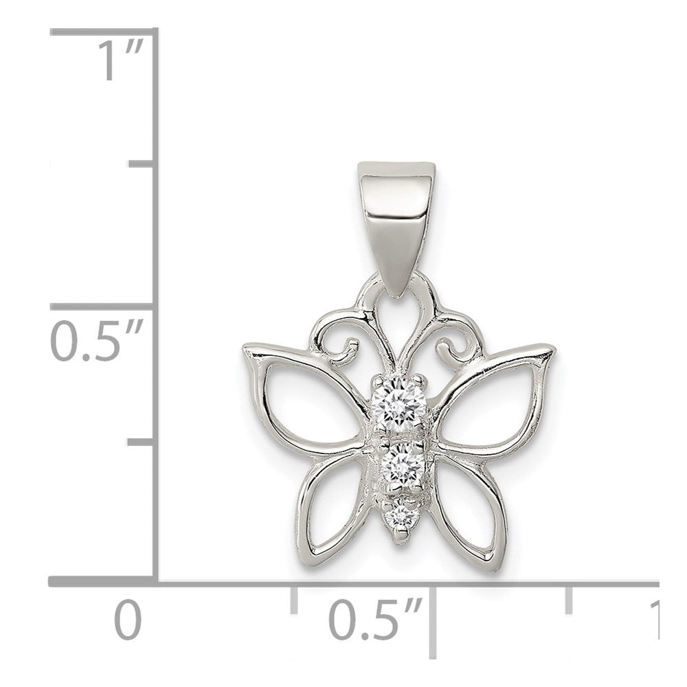 Sterling Silver CZ Butterfly Pendant