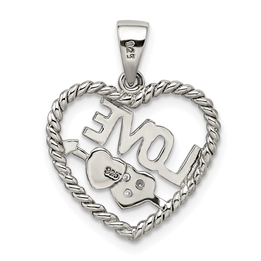 Sterling Silver Rhodium-plated CZ Love Heart Pendant