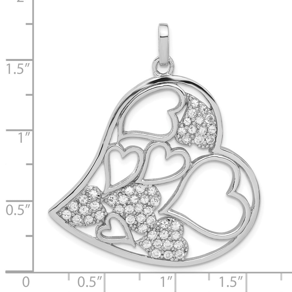 Sterling Silver CZ Heart Pendant